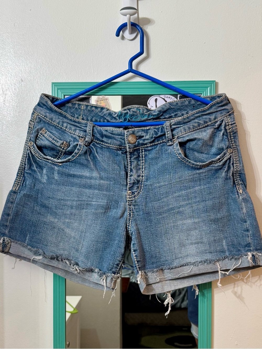 Ariya Distressed Blue Denim Cutoff Shorts